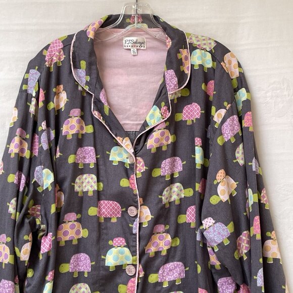 PJ Salvage Pajama Top Womens 3X Long Sleeve Turtle Print All Over Loungewear - Picture 2 of 9